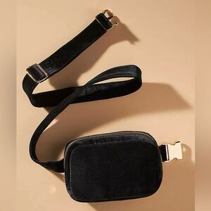 NWT Anthropologie Black Gold Velvet  Crossbody Fanny Pack Bag - one size